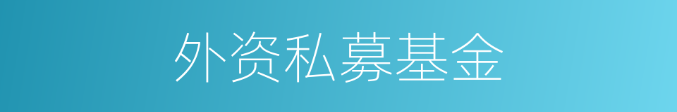 外资私募基金的同义词