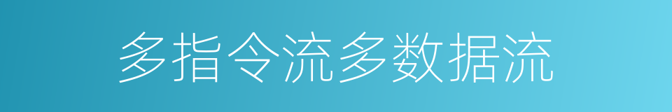 多指令流多数据流的同义词