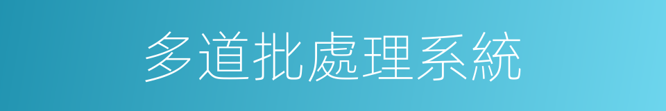 多道批處理系統的同義詞