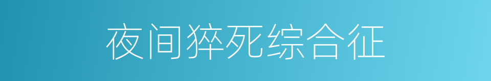 夜间猝死综合征的同义词