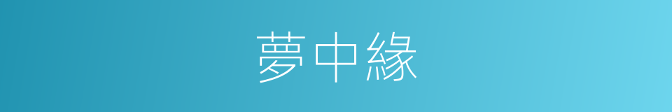 夢中緣的同義詞