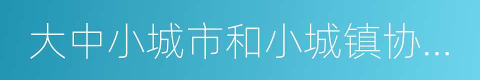 大中小城市和小城镇协调发展的同义词