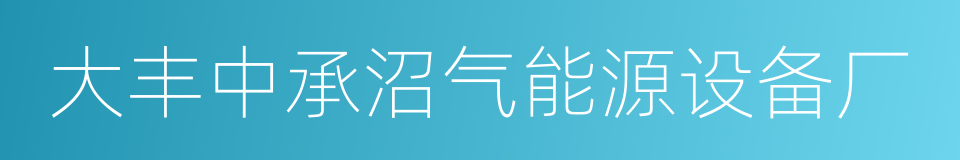 大丰中承沼气能源设备厂的同义词