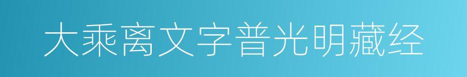 大乘离文字普光明藏经的同义词