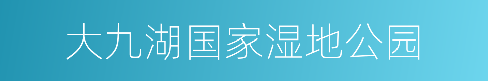 大九湖国家湿地公园的同义词