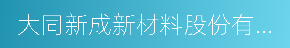 大同新成新材料股份有限公司的意思