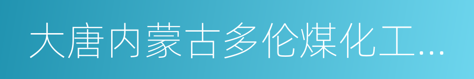 大唐内蒙古多伦煤化工有限责任公司的同义词