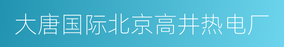大唐国际北京高井热电厂的同义词