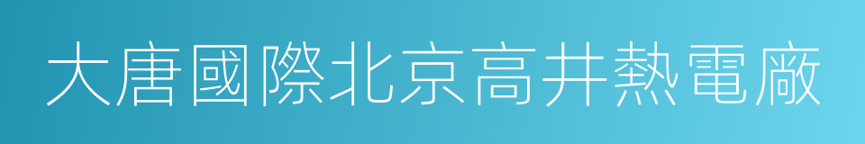 大唐國際北京高井熱電廠的同義詞