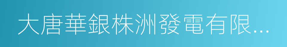 大唐華銀株洲發電有限公司的同義詞