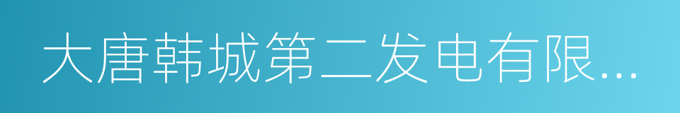 大唐韩城第二发电有限责任公司的同义词