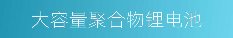 大容量聚合物锂电池的同义词