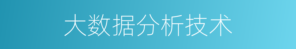 大数据分析技术的同义词