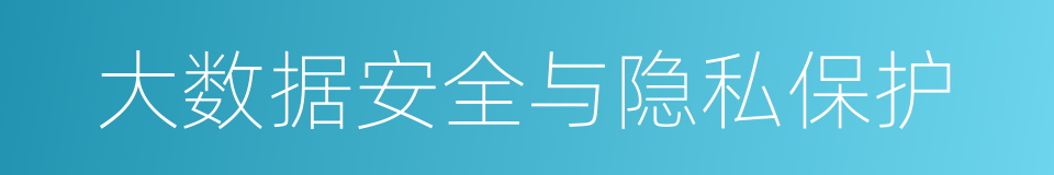 大数据安全与隐私保护的同义词