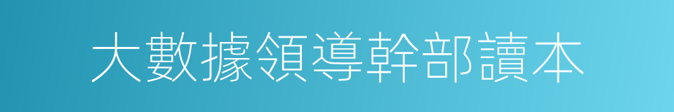 大數據領導幹部讀本的同義詞