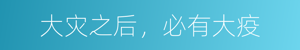 大灾之后，必有大疫的同义词