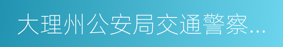 大理州公安局交通警察支隊的意思