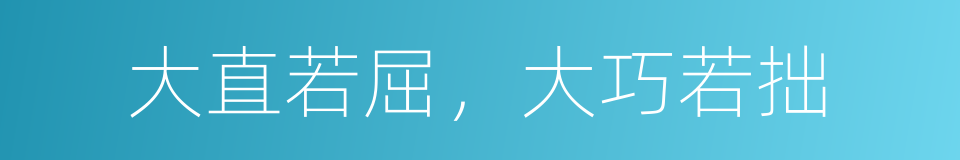 大直若屈，大巧若拙的同义词