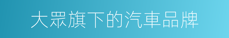 大眾旗下的汽車品牌的同義詞