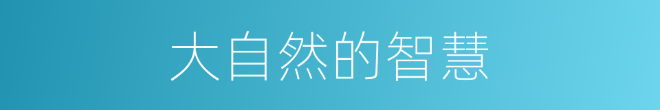 大自然的智慧的同义词