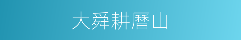 大舜耕曆山的同義詞