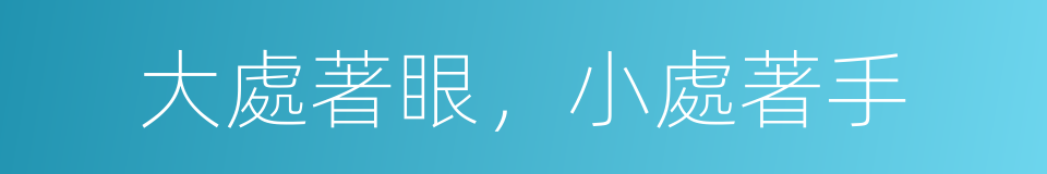 大處著眼，小處著手的同義詞