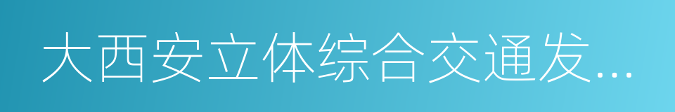 大西安立体综合交通发展战略规划的同义词