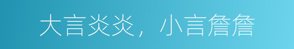 大言炎炎，小言詹詹的同义词