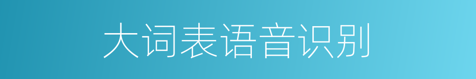 大词表语音识别的同义词