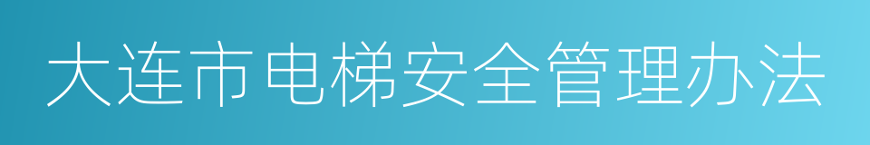 大连市电梯安全管理办法的同义词