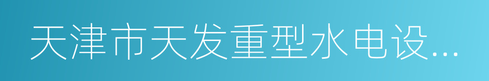 天津市天发重型水电设备制造有限公司的同义词