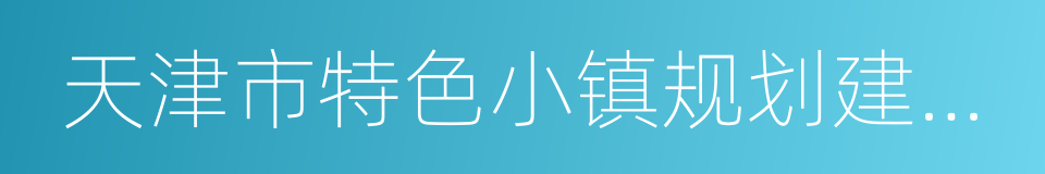 天津市特色小镇规划建设工作推动方案的同义词