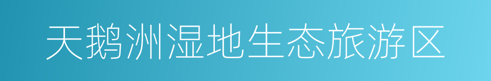 天鹅洲湿地生态旅游区的同义词