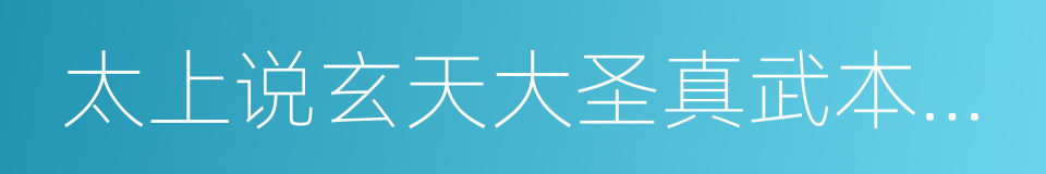 太上说玄天大圣真武本传神咒妙经的同义词