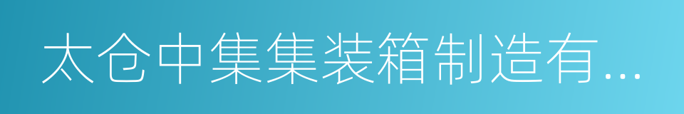 太仓中集集装箱制造有限公司的同义词