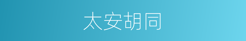太安胡同的同义词