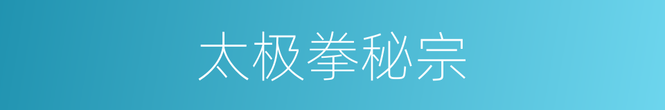 太极拳秘宗的同义词