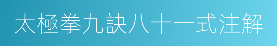 太極拳九訣八十一式注解的同義詞