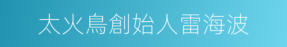 太火鳥創始人雷海波的同義詞