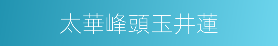 太華峰頭玉井蓮的同義詞