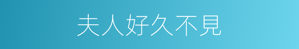夫人好久不見的同義詞