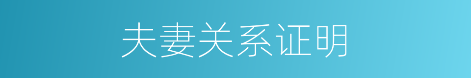 夫妻关系证明的同义词