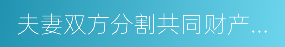 夫妻双方分割共同财产中的股票的同义词