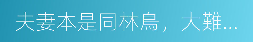 夫妻本是同林鳥，大難臨頭各自飛的同義詞
