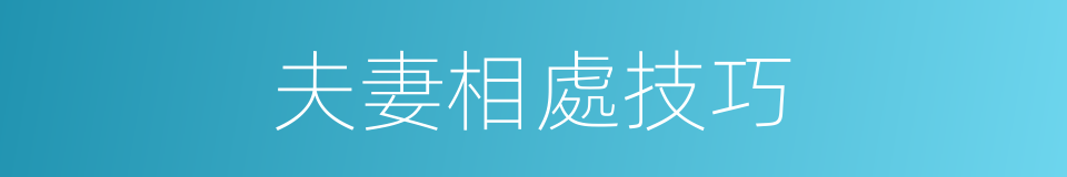 夫妻相處技巧的同義詞