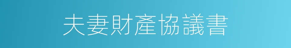 夫妻財產協議書的同義詞