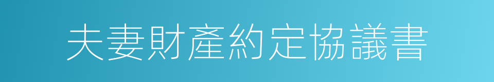 夫妻財產約定協議書的同義詞