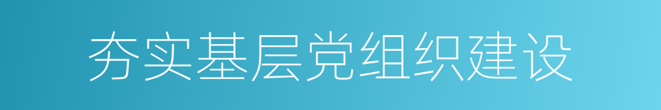 夯实基层党组织建设的同义词