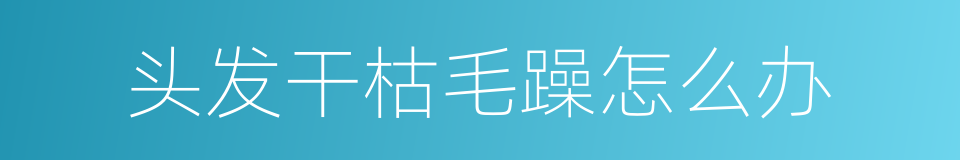 头发干枯毛躁怎么办的同义词