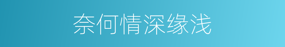 奈何情深缘浅的同义词